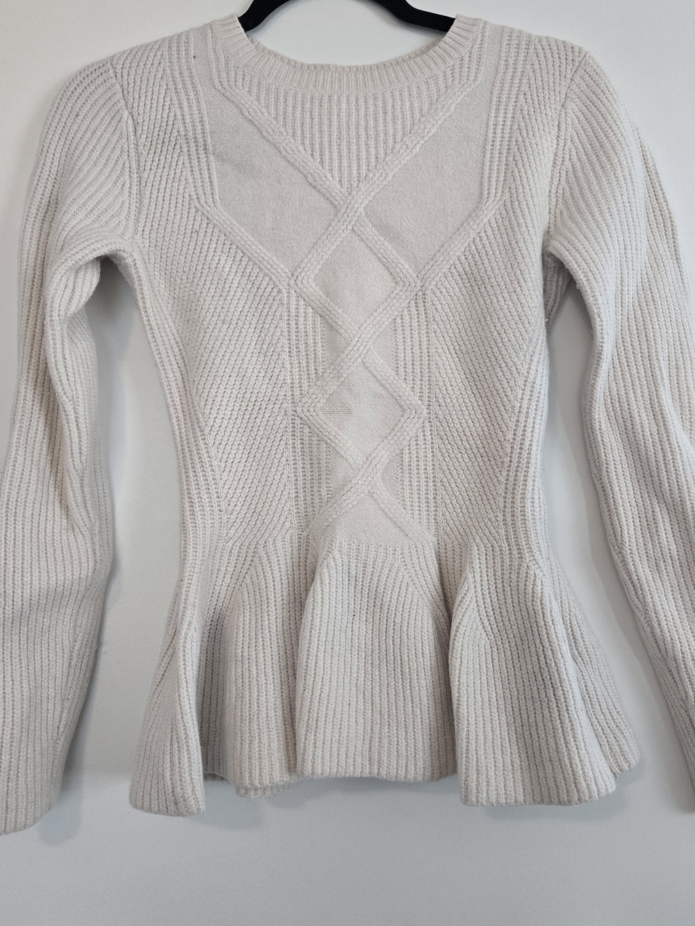 Ted Baker Cream Cable Knit Peplum Pullover
